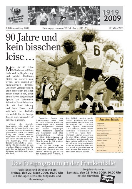 die Festzeitung des 90 Jährigen bestehens als - SV Erlenbach 1919 ...