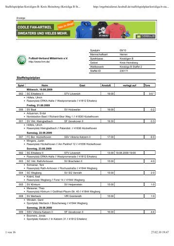 Staffelspielplan Kreisligen B_ Kreis Heinsberg (Kreisliga B Staffel 2 ...