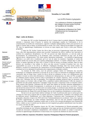 lettre de Strabon nÂ°3 - Histoire, GÃ©ographie, Education civique