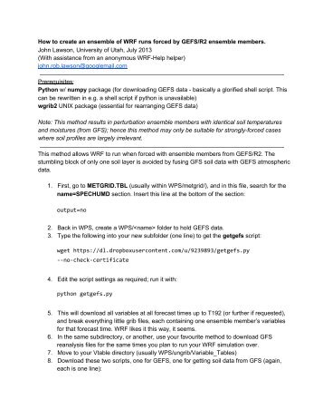 How to create an ensemble of WRF runs forced by GEFS/R2 ... - MMM