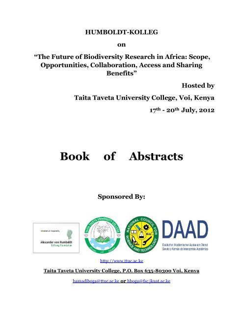 Conference Book of Abstracts - Taita Taveta University College