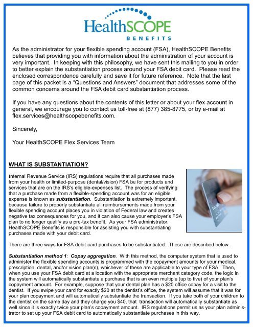 What Is FSA Debit Card Substantiation? - HealthSCOPE Benefits