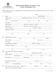 Patient Demographic Form - St. Mary's Medical Center