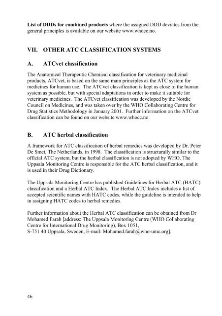 Guidelines for ATC classification and DDD assignment - WHOCC