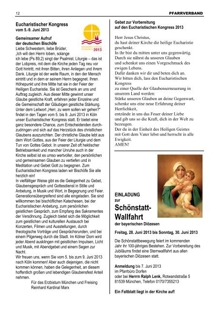 Kirchenanzeiger 18. Mai - 9. Juni 2013 - Pfarrverband Dorfen