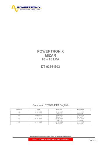 POWERTRONIX MIZAR 10 ÷ 15 kVA DT 0386-E03 - Tools.Store