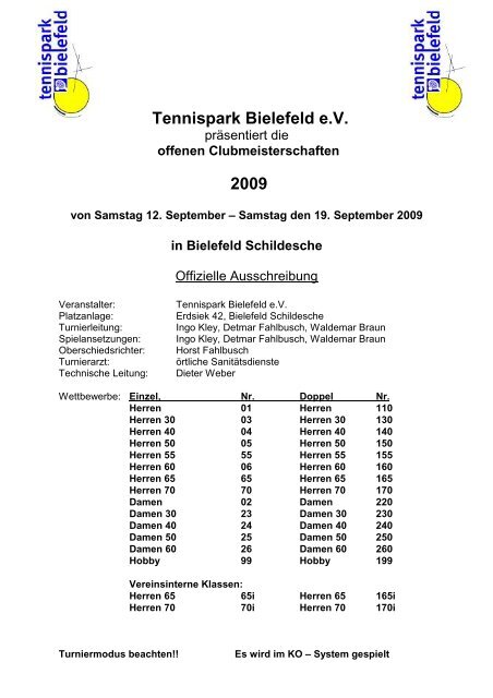 offenen Clubmeisterschaften 2009 - Tennispark Bielefeld