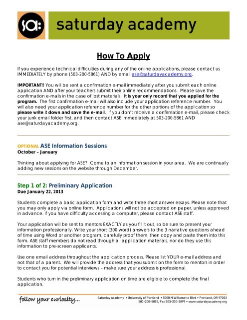 How To Apply - Saturday Academy