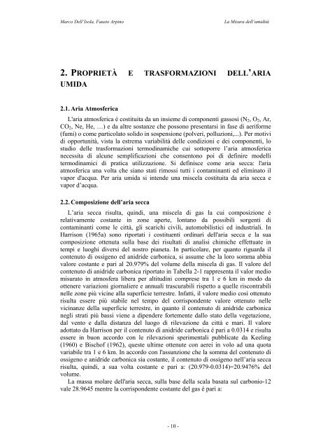 2. PROPRIETÀ E TRASFORMAZIONI DELL'ARIA UMIDA - INRiM