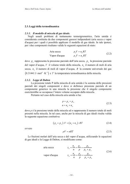 2. PROPRIETÀ E TRASFORMAZIONI DELL'ARIA UMIDA - INRiM