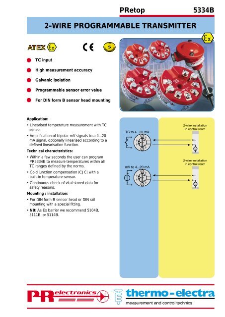 PR 5334 Universal Thermocouple Transmitter - Thermo-Electra