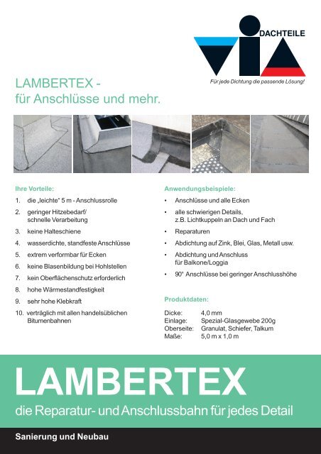 VIA-LAMBERTEX Argumente.p65 - VIA-DACHTEILE