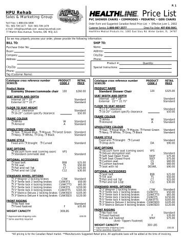 Price List - HPU Rehab