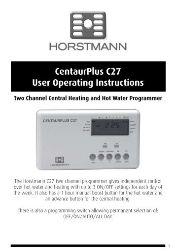 CentaurPlus C27 User Operating Instructions - Horstmann