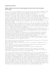 giorgio palestro brief curriculum vitae and summary of scientific and ...