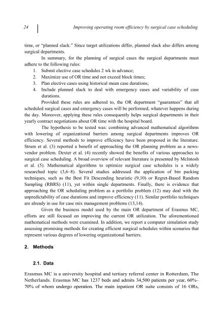 Applying mathematical models to surgical patient planning