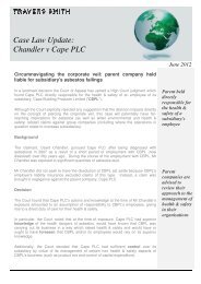 Case Law Update: Chandler v Cape PLC - Travers Smith