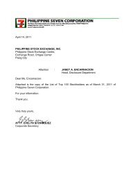 April 14, 2011 PHILIPPINE STOCK EXCHANGE, INC ... - 7-Eleven