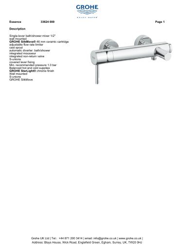 Description Single-lever bath/shower mixer 1/2" wall ... - GROHE