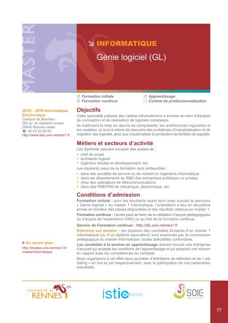 Les formations en alternance - Université de Rennes 1