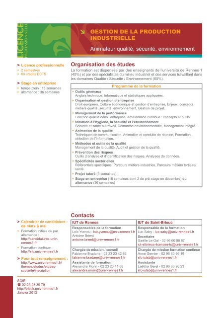 Les formations en alternance - Université de Rennes 1