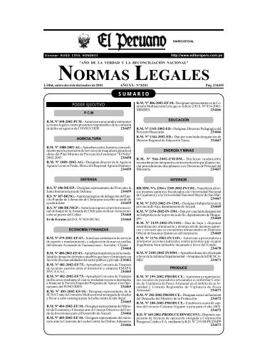 RM NÂ° 1853-2002-SA/DM - Instituto Nacional de Salud