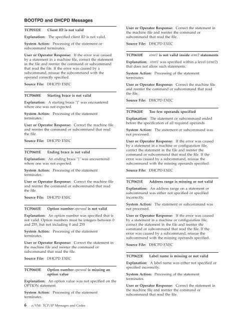 z/VM: TCP/IP Messages and Codes - z/VM - IBM