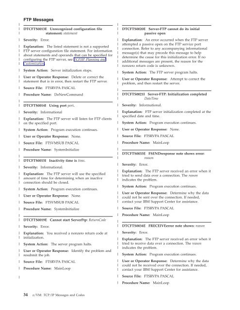 z/VM: TCP/IP Messages and Codes - z/VM - IBM