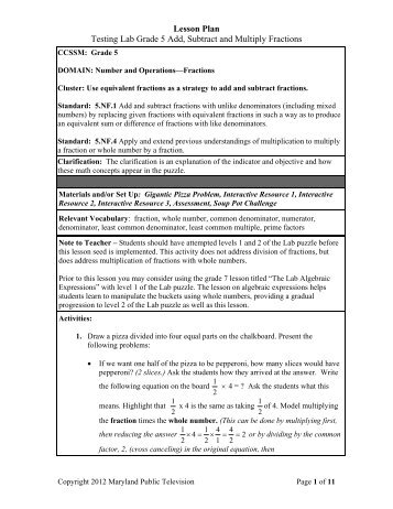 6th Grade Multiplying Fractions Lesson Plan  fraction lesson plans 6th grade math 7th 