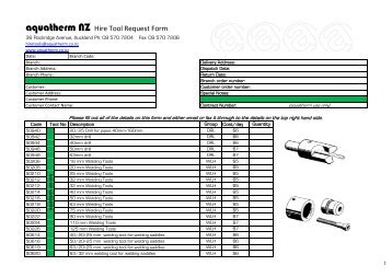 Hire Tool Request Form 2013 - Aquatherm