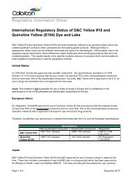 International Regulatory Status of D&C Yellow #10 Dye - Colorcon