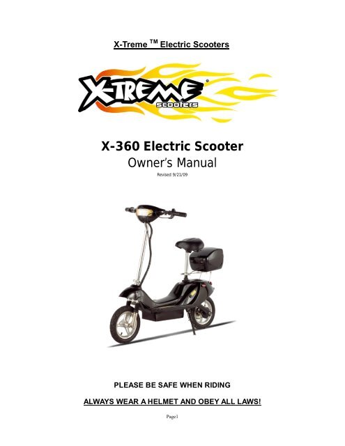 X-360 Electric Scooter Owner's Manual - X-Treme