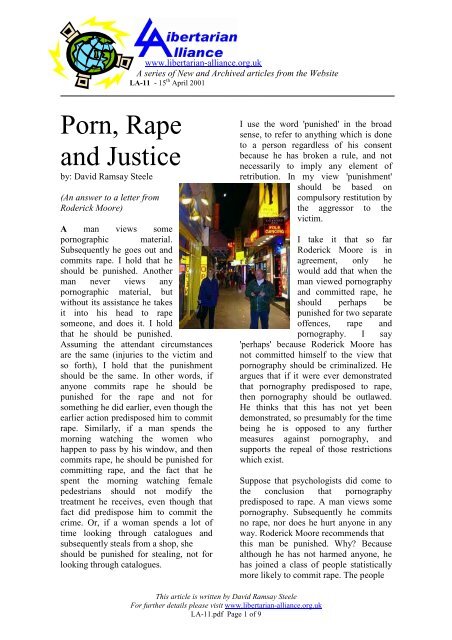 Porn, Rape and Justice - The Libertarian Alliance