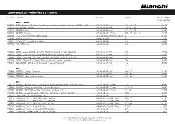 Listino prezzi 2011 valido fino al 31/12/2010 - Bicicletta