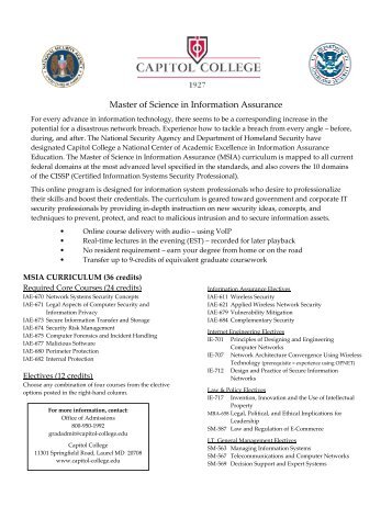 Master of Science in Information Assurance - Capitol College