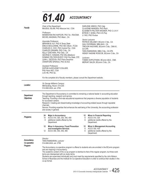 61.40 ACCOUNTANCY - Concordia University