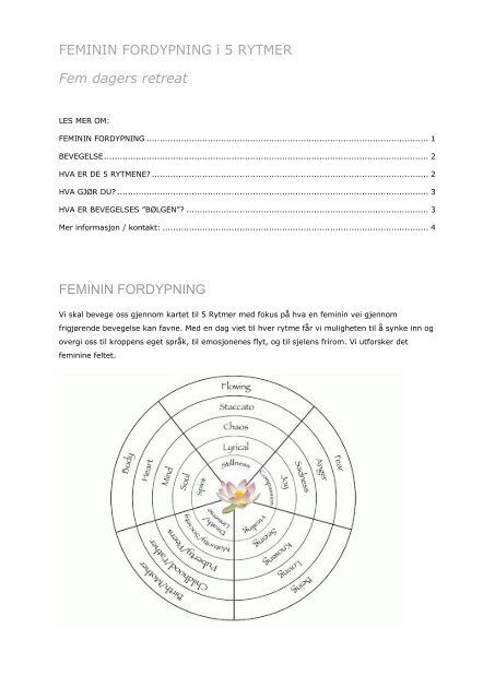 Feminin fordypning i 5 rytmer - Christine Arentz Schjetlein