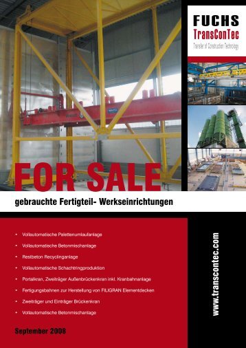 gebrauchte Fertigteil- Werkseinrichtungen www .transcontec.com