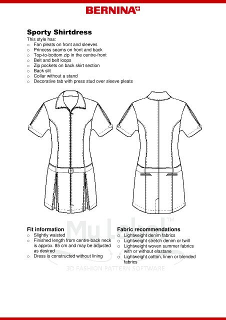 Modification SportyShirtDress ENG - My Label 3D Fashion Pattern ...