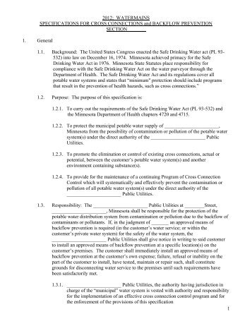 Sample Cross Connection and Backflow Prevention Ordinance