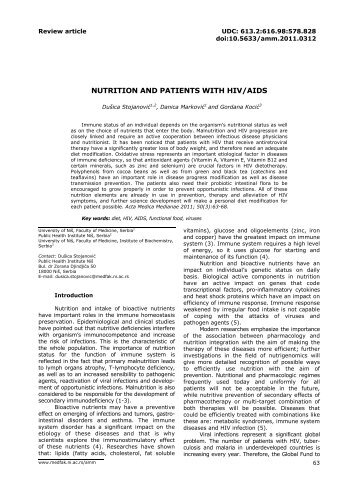 NUTRITION AND PATIENTS WITH HIV/AIDS - Acta Medica Medianae