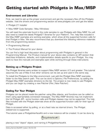 Getting started with Phidgets in Max/MSP