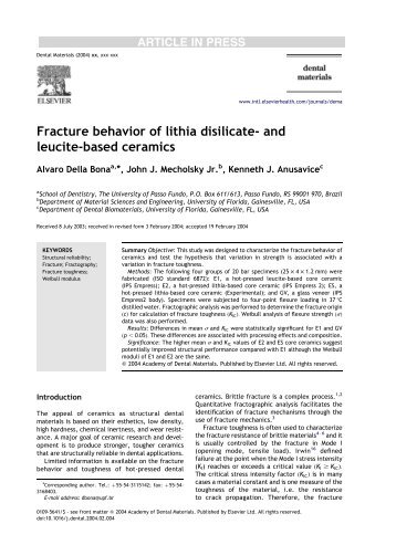 Fracture behavior of lithia disilicate- and leucite-based ceramics