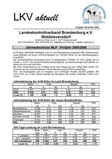 LKV aktuell - Landeskontrollverband Brandenburg eV