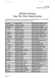 British Airways Pay Per Click Restrictions