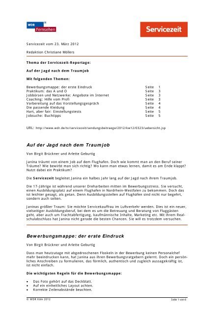 PDF zur Sendung vom 23. März 2012 - WDR.de