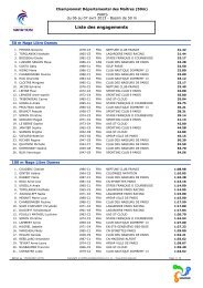 Liste des engagements - ComitÃ© de Paris natation