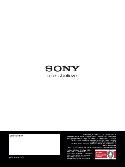 BVM-L / PVM-L Series - Sony