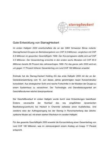 Gute Entwicklung von Starragheckert