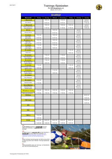 Trainings-/Spielzeiten - FV 1919 Budenheim